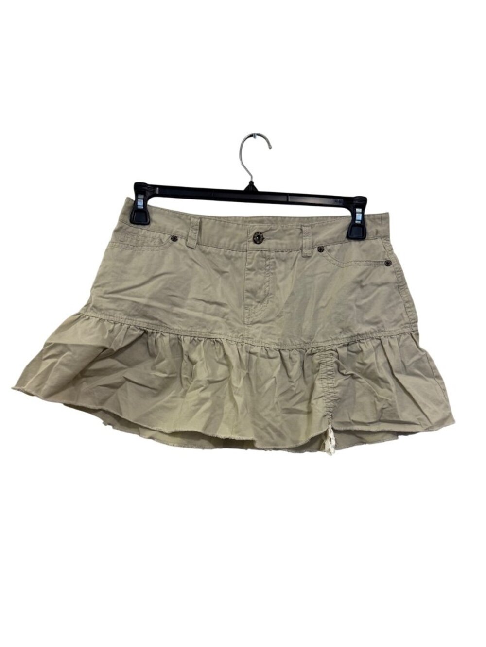 vintage Buffalo David Bitton Beige Mini Skirt Ruffled Hem Womens Size 28